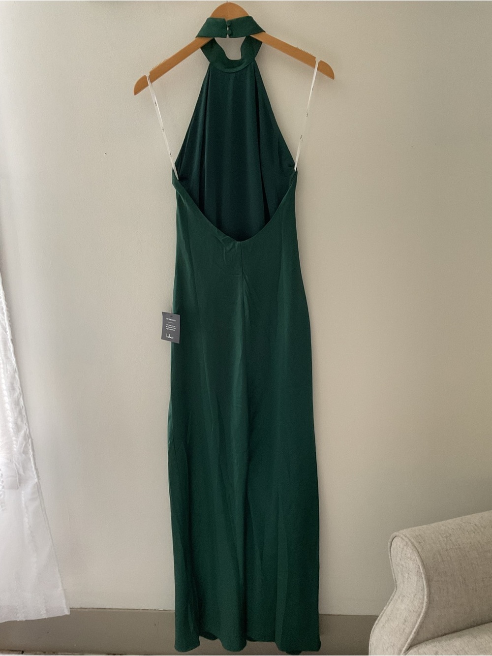 Lulus Love in Your Life Emerald Green Satin Halter Sleeveless Maxi Dress Small - Picture 7 of 12